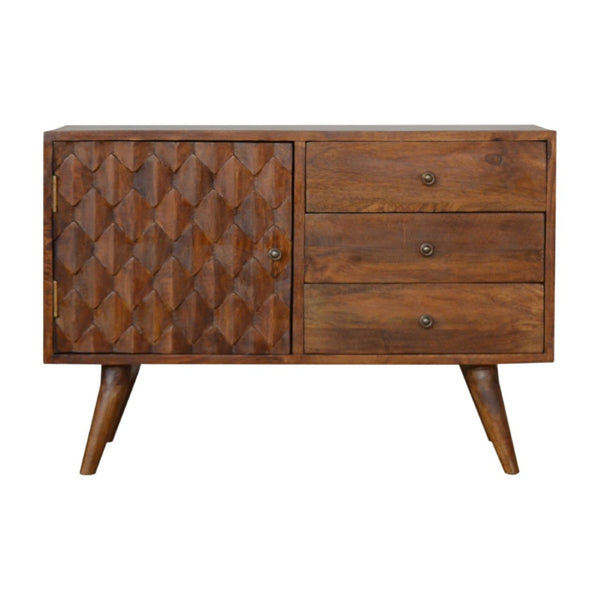 HomeRoots 65" Solid Wood Sideboard with Six Drawers – Stylish Brown Finish & Modern Silver Hardware Design 719382