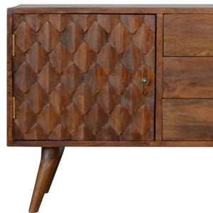 HomeRoots 65" Solid Wood Sideboard with Six Drawers – Stylish Brown Finish & Modern Silver Hardware Design 719382