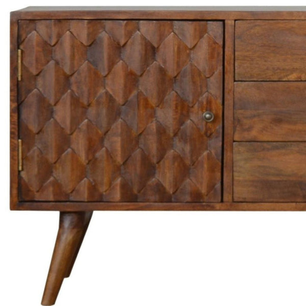 HomeRoots 65" Solid Wood Sideboard with Six Drawers – Stylish Brown Finish & Modern Silver Hardware Design 719382