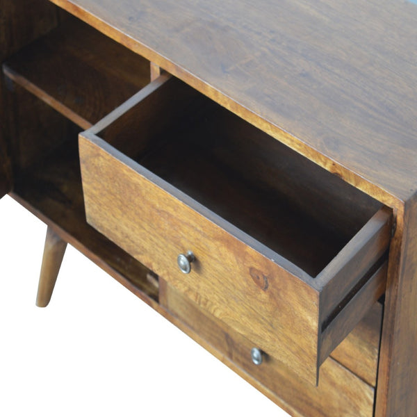 HomeRoots 65" Solid Wood Sideboard with Six Drawers – Stylish Brown Finish & Modern Silver Hardware Design 719382