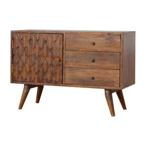 HomeRoots 65" Solid Wood Sideboard with Six Drawers – Stylish Brown Finish & Modern Silver Hardware Design 719382