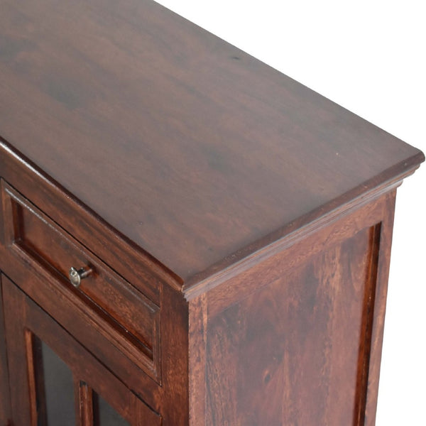 HomeRoots 65" Brown Solid Wood Sideboard – Modern Four Drawer Cabinet for Stylish Home Organization & Storage 719383