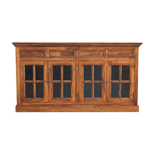 HomeRoots 65" Brown Solid Wood Sideboard - Stylish Four Drawer Storage Solution for Modern Living Spaces 719384