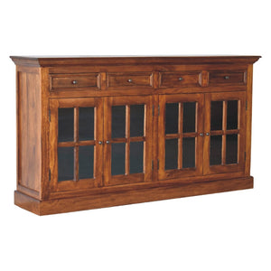 HomeRoots 65" Brown Solid Wood Sideboard - Stylish Four Drawer Storage Solution for Modern Living Spaces 719384