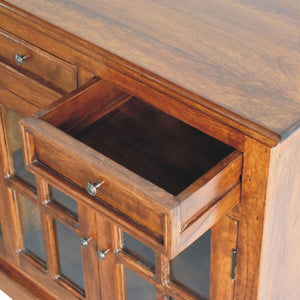 HomeRoots 65" Brown Solid Wood Sideboard - Stylish Four Drawer Storage Solution for Modern Living Spaces 719384