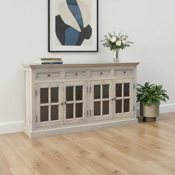 HomeRoots 32" Stylish Solid Wood Sideboard with Two Drawers - Contemporary Design for Versatile Storage Solutions 719385