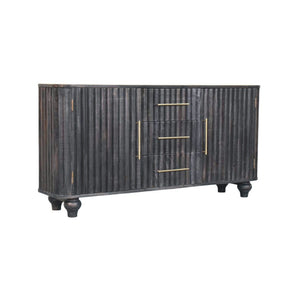 HomeRoots 57" Brown Solid Wood Sideboard – Stylish Five Drawer Cabinet for Modern Storage in Any Room 719387