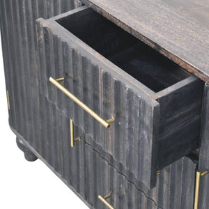 HomeRoots 57" Brown Solid Wood Sideboard – Stylish Five Drawer Cabinet for Modern Storage in Any Room 719387