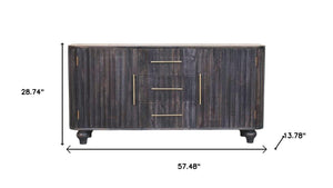 HomeRoots 57" Brown Solid Wood Sideboard – Stylish Five Drawer Cabinet for Modern Storage in Any Room 719387