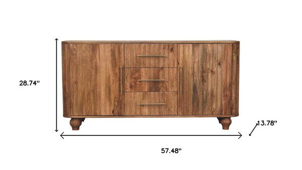 HomeRoots 35" Brown Solid Wood Sideboard with Four Drawers – Stylish Storage Solution for Any Room Decor 719388