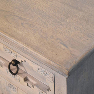 HomeRoots 87" White Carved Geometric Sideboard - Modern Storage Cabinet with Stainless Steel Legs & Elegance 719396