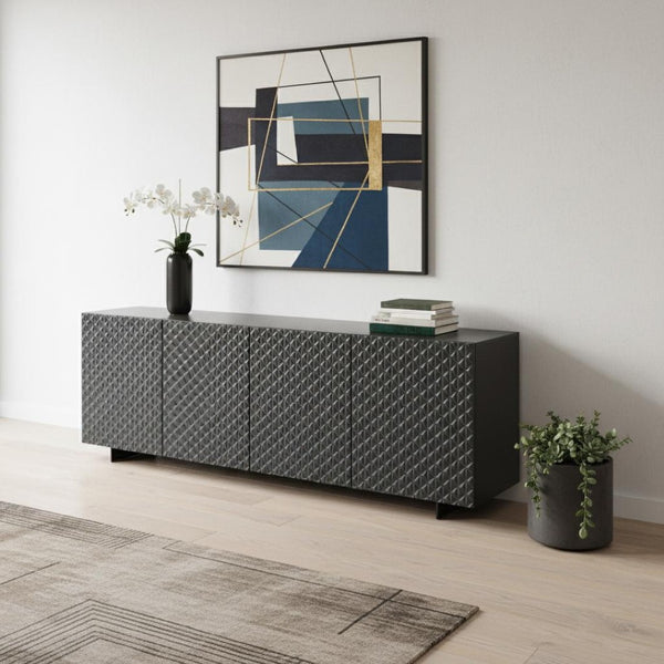 HomeRoots 94" Gold Wood Sideboard - Stylish Storage Solution with Soft-Close Doors for Modern Spaces 719399
