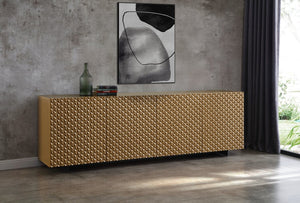HomeRoots 79" Light Gray Wood Sideboard - Stylish Storage Solution with Four Doors for Modern Spaces 719400