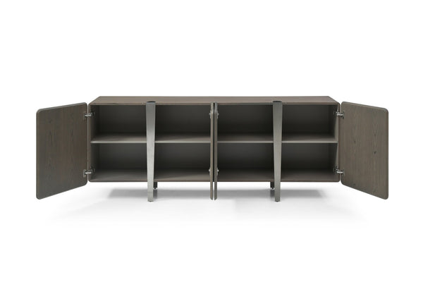 HomeRoots 126" Gray Nubuck Leather Sofa - Luxurious Comfort Meets Contemporary Design for Large Living Spaces 719402