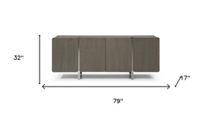 HomeRoots 126" Gray Nubuck Leather Sofa - Luxurious Comfort Meets Contemporary Design for Large Living Spaces 719402