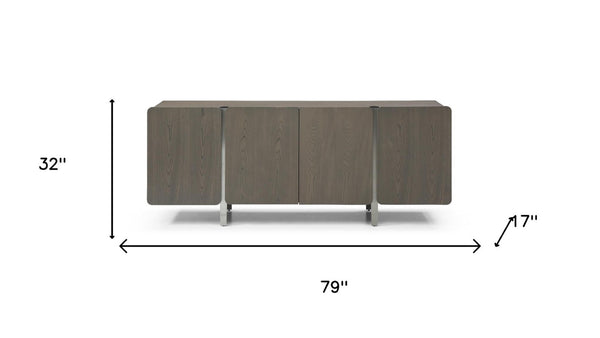 HomeRoots 126" Gray Nubuck Leather Sofa - Luxurious Comfort Meets Contemporary Design for Large Living Spaces 719402