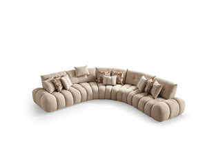 Taupe Boucle Curved Sectional Sofa for Modern Living Rooms with Plush Seating