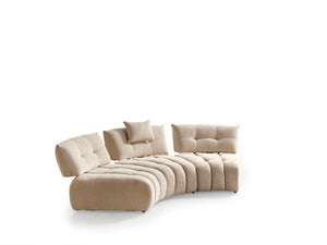Taupe Boucle Curved Sectional Sofa for Modern Living Rooms with Plush Seating