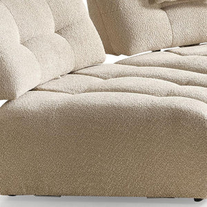 Taupe Boucle Curved Sectional Sofa for Modern Living Rooms with Plush Seating