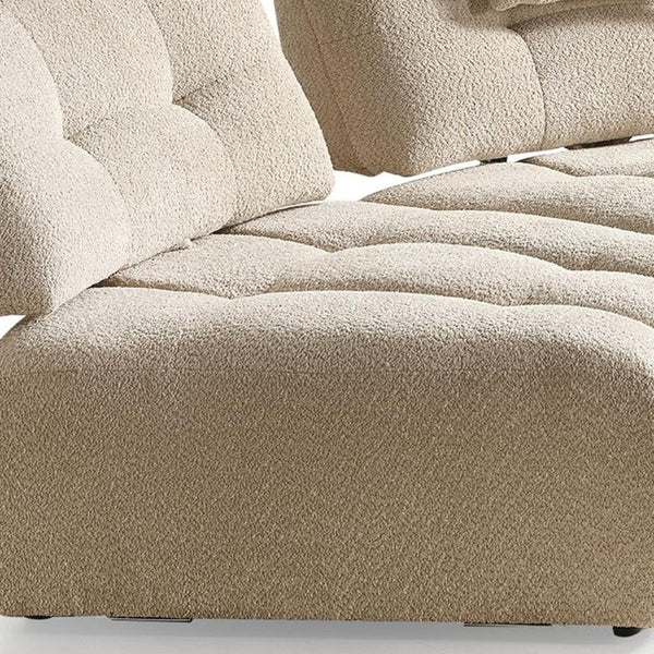 Taupe Boucle Curved Sectional Sofa for Modern Living Rooms with Plush Seating