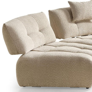 Taupe Boucle Curved Sectional Sofa for Modern Living Rooms with Plush Seating