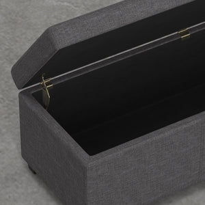 English Elm Lincoln Extra Large Storage Ottoman Bench with Slate Gray Linen, Solid Wood, Hidden Storage & Seating B2732P253621