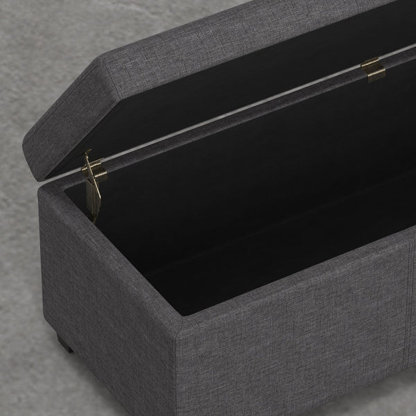 English Elm Lincoln Extra Large Storage Ottoman Bench with Slate Gray Linen, Solid Wood, Hidden Storage & Seating B2732P253621