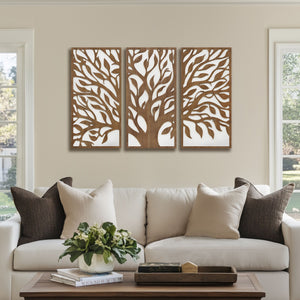 JLA Home Madison Park - Two-tone Birch Botanical Wall Panels Set — Sculptural Leaf Relief on White for Modern Coastal & Scandinavian Rooms Tree of Life MP95B-0362