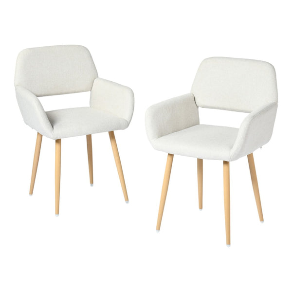 HomeRoots Set of Four Modern Gray-Beige Velvet Dining Side Chairs with Sturdy Oak-Look Steel Legs for Versatility 719407