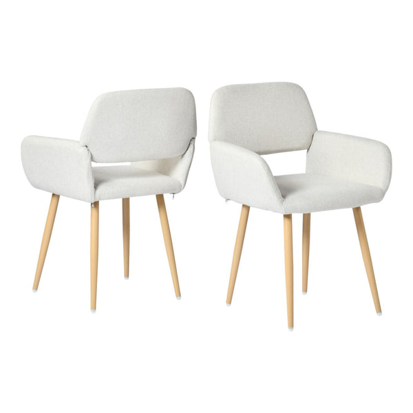 HomeRoots Set of Four Modern Gray-Beige Velvet Dining Side Chairs with Sturdy Oak-Look Steel Legs for Versatility 719407