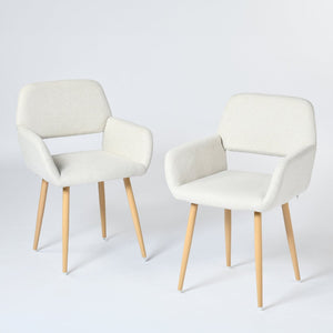 HomeRoots Set of Four Modern Gray-Beige Velvet Dining Side Chairs with Sturdy Oak-Look Steel Legs for Versatility 719407
