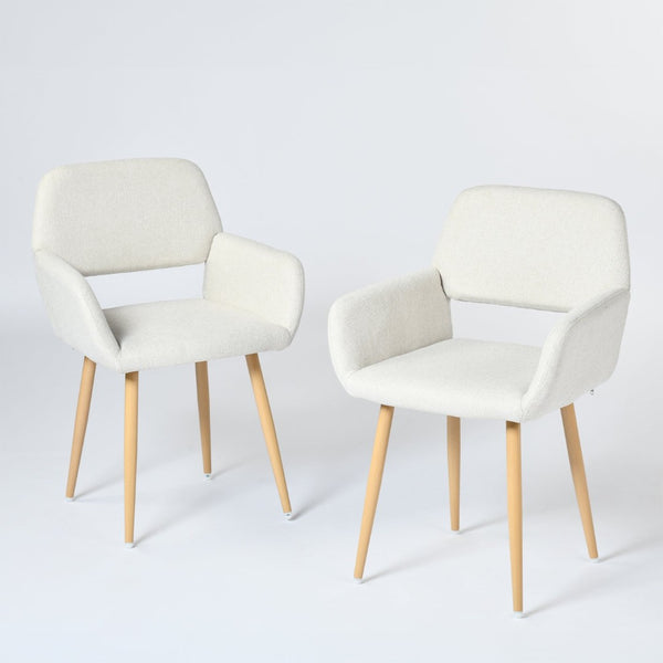 HomeRoots Set of Four Modern Gray-Beige Velvet Dining Side Chairs with Sturdy Oak-Look Steel Legs for Versatility 719407