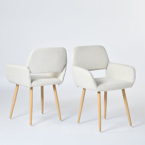 HomeRoots Set of Four Modern Gray-Beige Velvet Dining Side Chairs with Sturdy Oak-Look Steel Legs for Versatility 719407
