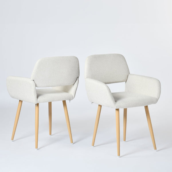 HomeRoots Set of Four Modern Gray-Beige Velvet Dining Side Chairs with Sturdy Oak-Look Steel Legs for Versatility 719407