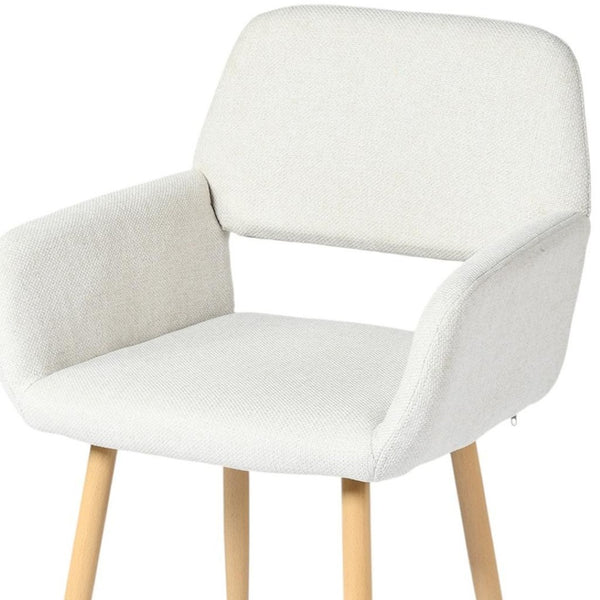 HomeRoots Set of Four Modern Gray-Beige Velvet Dining Side Chairs with Sturdy Oak-Look Steel Legs for Versatility 719407