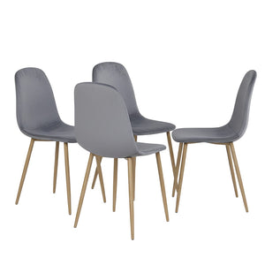 HomeRoots Set of Four Modern Gray and Brown Fabric Dining Chairs - Stylish, Comfortable, and Versatile Seating 719408