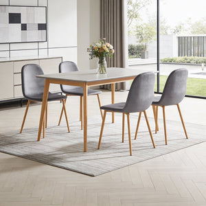 HomeRoots Set of Four Modern Gray and Brown Fabric Dining Chairs - Stylish, Comfortable, and Versatile Seating 719408