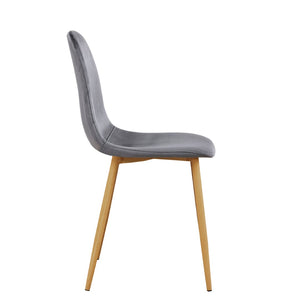 HomeRoots Set of Four Modern Gray and Brown Fabric Dining Chairs - Stylish, Comfortable, and Versatile Seating 719408