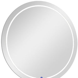 39 Inch Round Illuminated Frameless Bathroom Mirror with Led Backlit Glow
