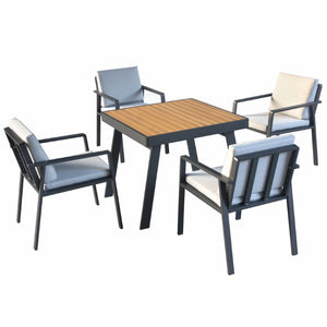 HomeRoots Five Piece Square Metal Dining Set Modern Industrial Style Seats Four Comfortably 719413