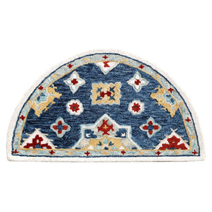 HomeRoots 3x5 Hand Tufted Wool Floral Area Rug in Blue Beige for Living Room Floors 719416