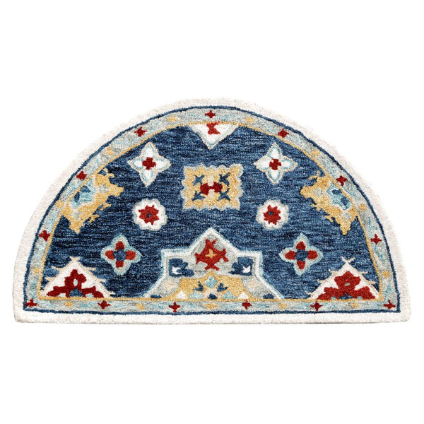 HomeRoots 3x5 Hand Tufted Wool Floral Area Rug in Blue Beige for Living Room Floors 719416