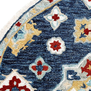 3x5 Hand Tufted Wool Floral Area Rug in Blue Beige for Living Room Floors
