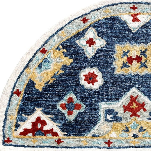3x5 Hand Tufted Wool Floral Area Rug in Blue Beige for Living Room Floors