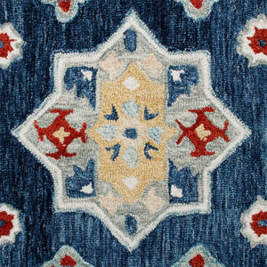 3x5 Hand Tufted Wool Floral Area Rug in Blue Beige for Living Room Floors
