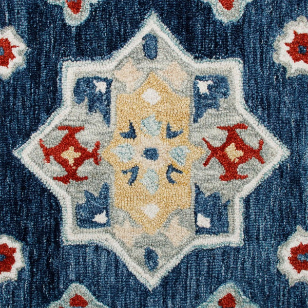 3x5 Hand Tufted Wool Floral Area Rug in Blue Beige for Living Room Floors