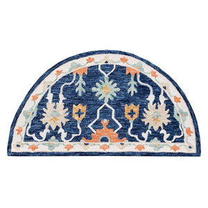 HomeRoots Hand Tufted Wool Floral Area Rug in Blue Ivory Classic Style for Living Room or Bedroom 3' x 5' 719417