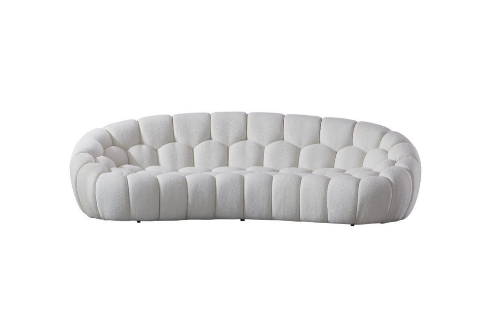 HomeRoots 105 Inch Boucle Curved Sofa Modern Living Room Upholstered Seating in Ivory 719427