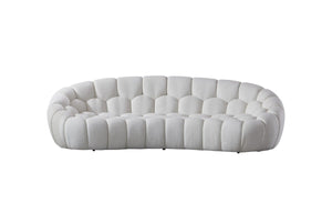 HomeRoots 105 Inch Boucle Curved Sofa Modern Living Room Upholstered Seating in Ivory 719427