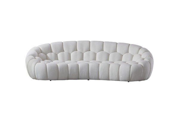 HomeRoots 105 Inch Boucle Curved Sofa Modern Living Room Upholstered Seating in Ivory 719427